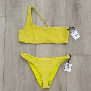 Jade Swim Terry Sheen One-Shoulder Bikini